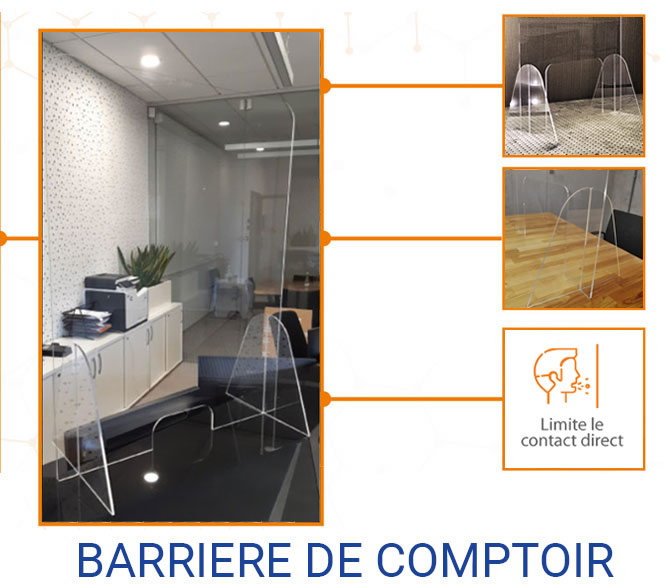 Barriere de comptoir pour proteger le client et le vendeur 