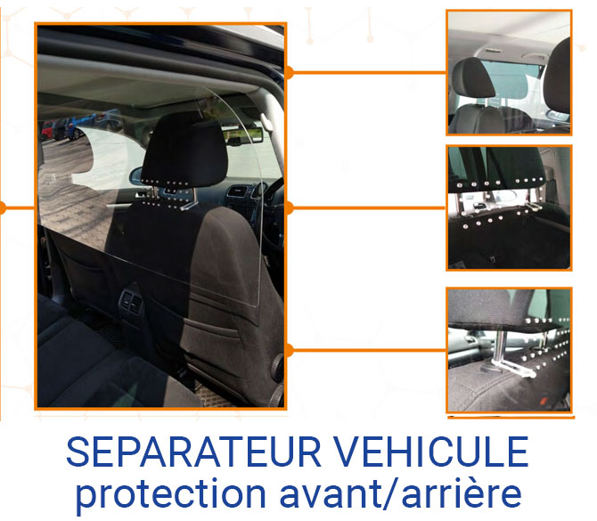 Séparateur en plexiglass pour les Taxis et VTC
